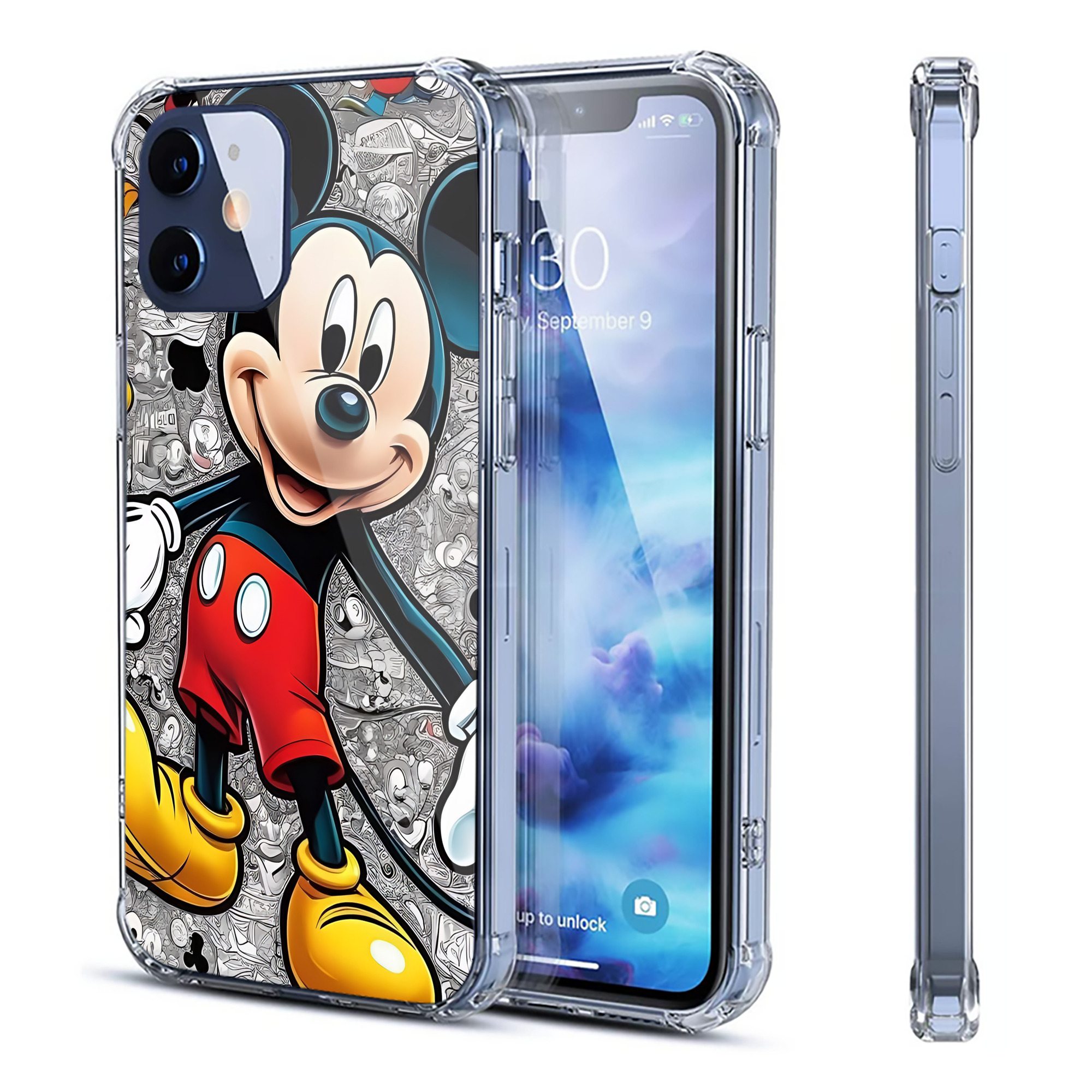 （画像用） ミッキーマウス Mickey Mouse 【iPhone 12シリーズ対応】透明スマホケース（クリアソフトケース）